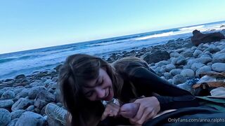 Anna Ralphs gets down and dirty on the beach with her wet pussy & tits