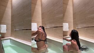 Mia Khalifa gets naked in the tub and gets her sexy body soaked