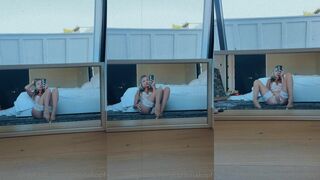 Corinna Kopf captures herself getting off in a leaky only-fan video